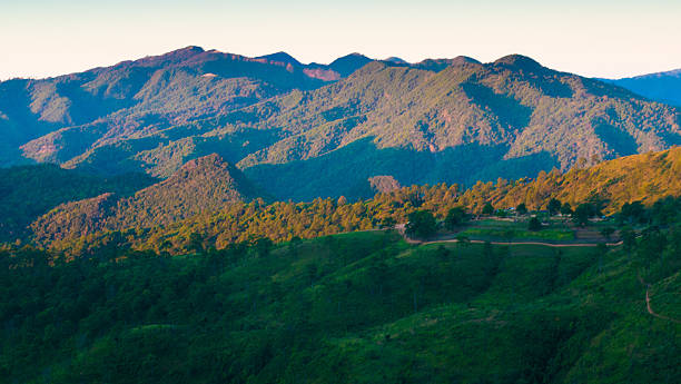 istock Panoramic view misty morning sunrise in mountain at north Thailand 514643868