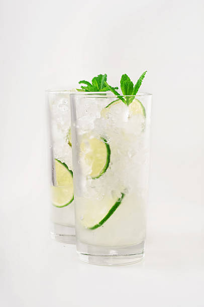 istock Cocktails with rum in tall glass with ice, lime. mint 514645052