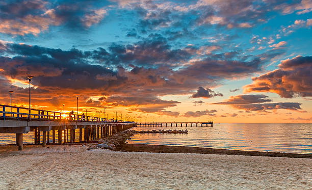 istock Colorful sunset at a marine pier, Baltic Sea 514645260