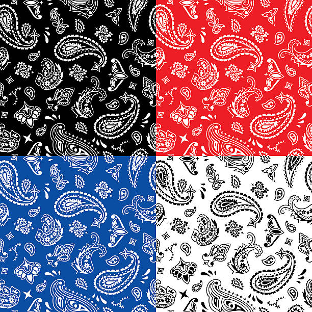 Bandana Seamless Pattern Seamless bandana pattern in 4 color versions. paisley pattern stock illustrations