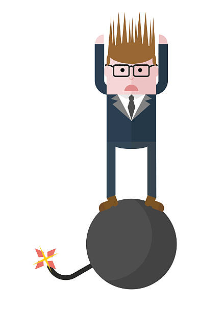 businessman_on_a_bomb - rocket smiling missile bomb stock illustrations