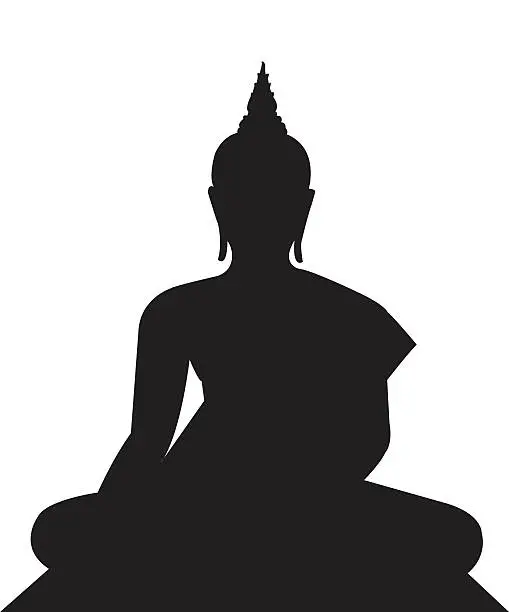 Vector illustration of Buddha Silhouettes on the white background