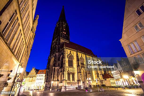 Prinzipalmarkt With Lambertikirche In Münster Stock Photo - Download Image Now - Ancient, Architecture, Blue