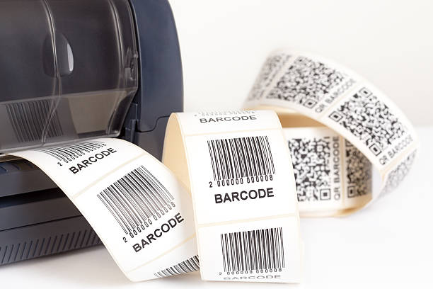 Barcode label printer Barcode label printer. Barcode for use - no copyright issues as constructed bar code photos stock pictures, royalty-free photos & images