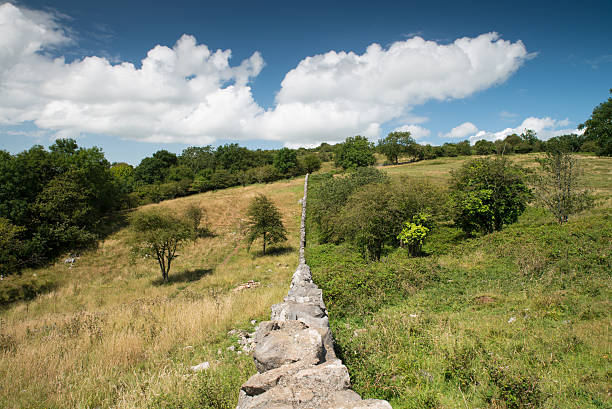 Dry stone wall stock photo