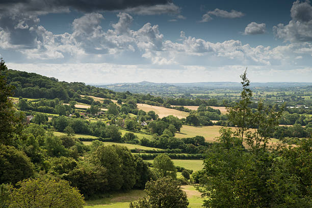 View towards Glastonbury Tor from Cheddar stock photo