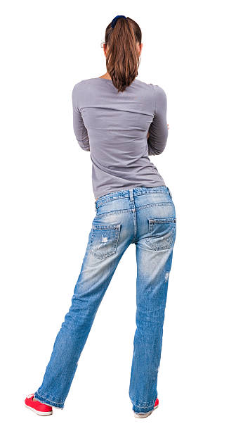 istock back view of standing young beautiful  brunette woman. 514656517
