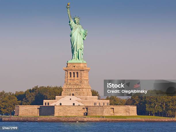 Statue Of Liberty In The Morning New York City Stock Photo - Download Image Now - American Flag, Architecture, City