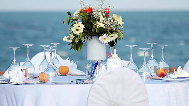 istock Elegant Outdoor Wedding Table with Sea View 514674463