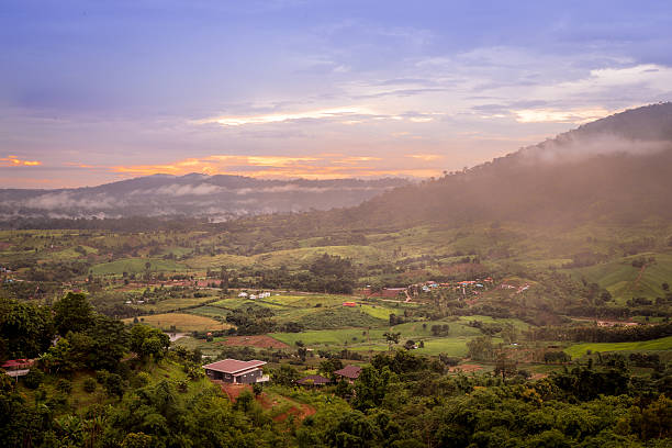 Khao Kho Khao Kao village in the evening light agroforestry stock pictures, royalty-free photos & images