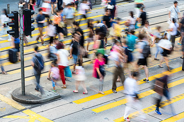 istock Busy pedestrian crossing at Hong Kong 514675163