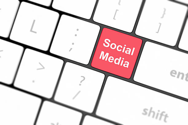 istock Social media concept on keyboard background 514675265