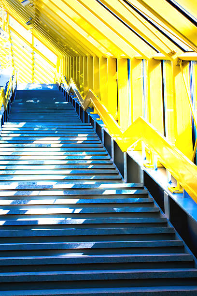istock Marble staircase with a steel handrail 514677921