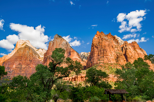 amazing rock formation three patriarchs in zion canyon national park utah
