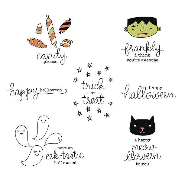 Halloween Hand Lettered Greetings & Sentiments vector art illustration