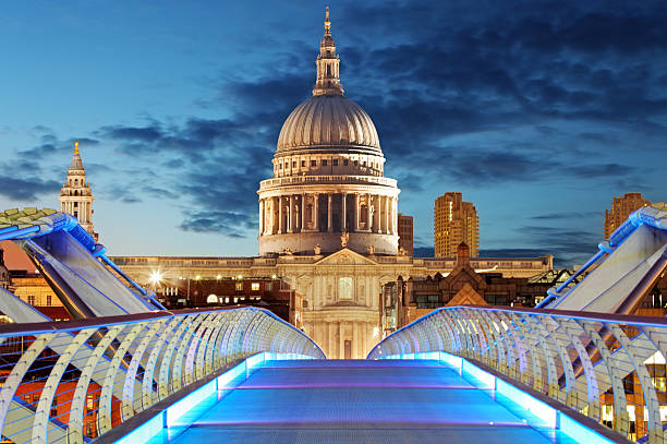 istock Millennium Bridge, Saint Paul's Cathedral  London at night 514686785