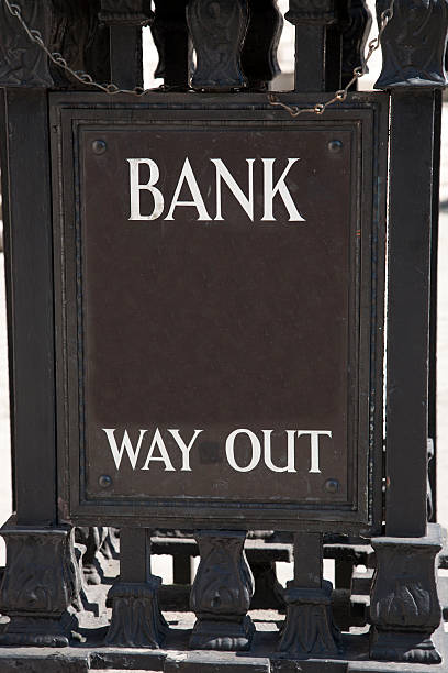 istock Bank Way Out Sign in Urban Setting 514688299