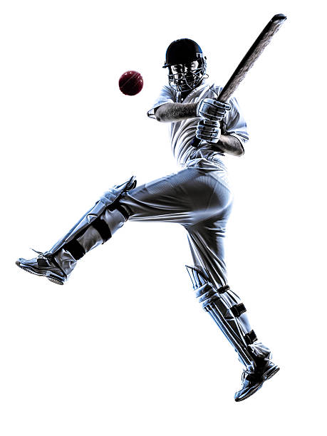 Cricket player  batsman silhouette Cricket player batsman in silhouette shadow on white background cricket player photos stock pictures, royalty-free photos & images
