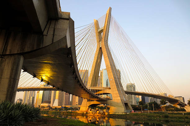 Octávio Frias de Oliveira Bridge, above Pinheiros River, a São Paulo's architecture landmark.