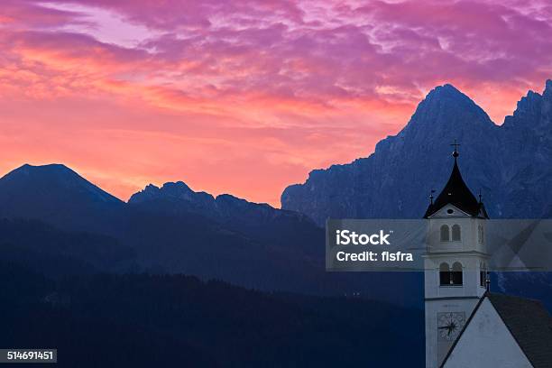 Dolomites Church Colle Santa Lucia At Sunrise Alps Italy Stock Photo - Download Image Now