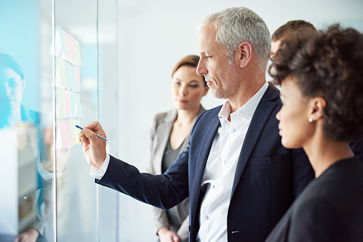 Shot of a group of colleagues having a brainstorming session at work