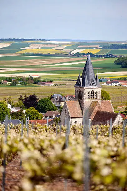 Through the champagne vineyards to the village of Ville-Dommange and it’s church in the Marne district of the Champagne region, close to Reims.