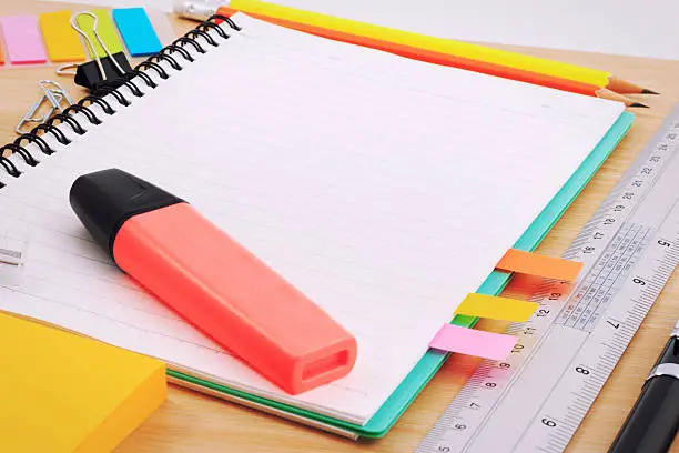 Photo of Set of Office Stationery or Math Supplies.
