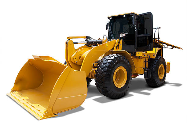istock Wheel loader with a steel shovel 514716452