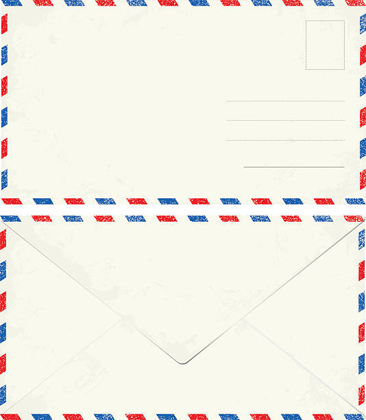 ilustrações de stock, clip art, desenhos animados e ícones de vintage envelope de correio aéreo em branco isolado no branco - air mail mail envelope blank