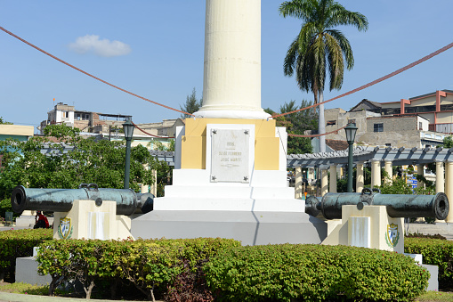Santiago de Cuba, Cuba - 13 january 2016: Jose Marti monument on Marte square at Santiago de Cuba, Cuba