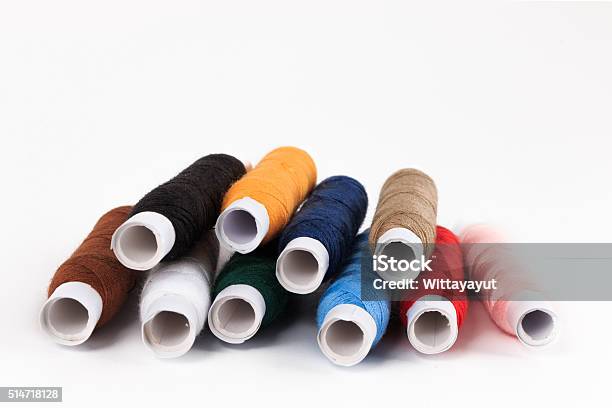 Colorful Sewing Bobbin Thread Isolated On White Stock Photo - Download Image Now - Art And Craft, Arts Culture and Entertainment, Beauty