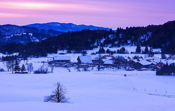 istock Sunset winter landscape with  violet and pink colors 514719350