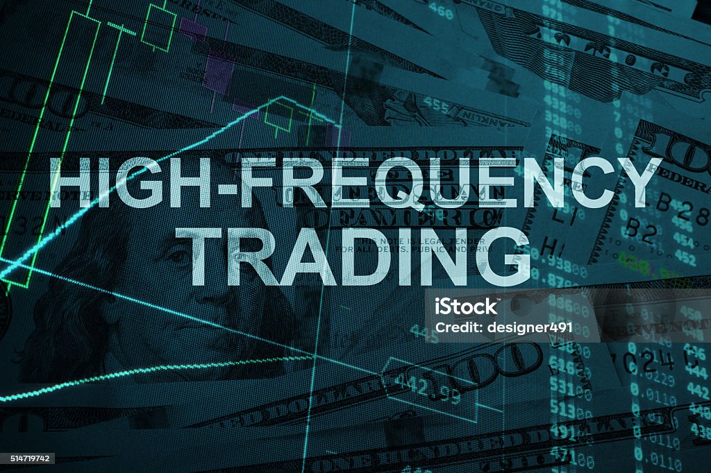 Words High-frequency trading  with the financial data. Words High-frequency trading  with the financial data on the background.  Trading Stock Photo