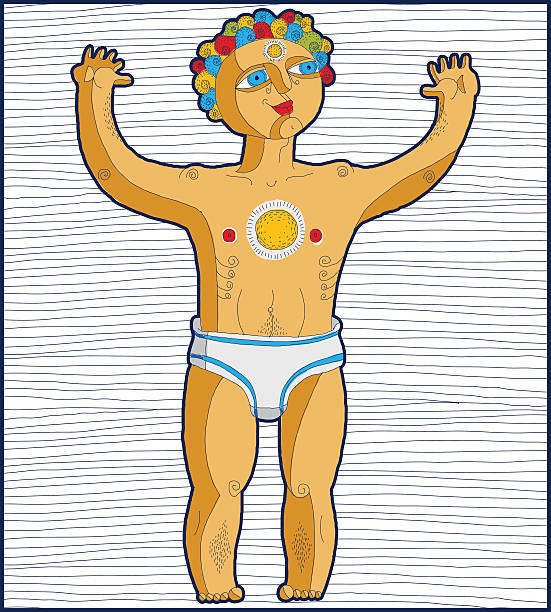 istock Vector illustration of nude man, God of sun. Hand drawn 514722140