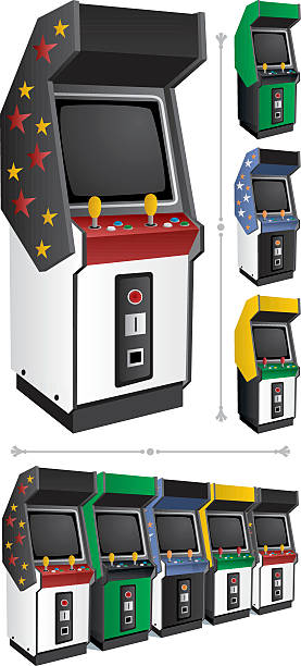 ilustraciones, imágenes clip art, dibujos animados e iconos de stock de videojuegos juegos - arcade amusement arcade leisure games machine