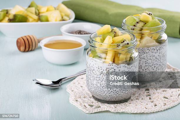 Chia Seed Pudding With Fruits Stock Photo - Download Image Now - Antioxidant, Berry, Berry Fruit