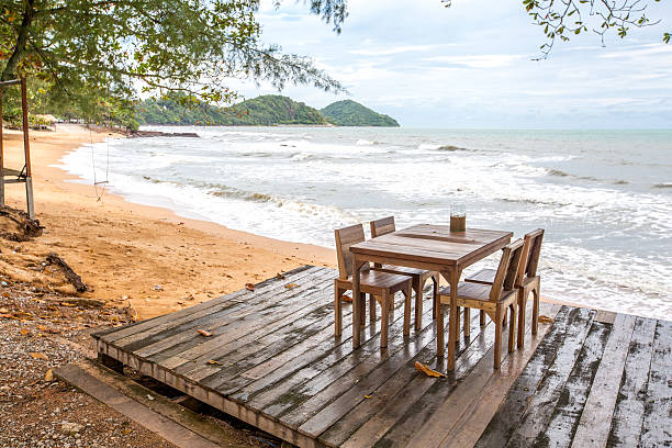 istock table and chair on the sea view 514725467