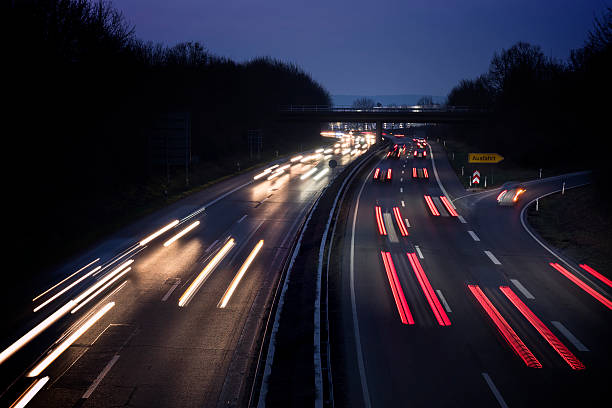 istock Highway at dusk - high-angle view, long exposure 514725612