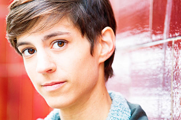 istock Androgynous young woman portrait close-up 514726533