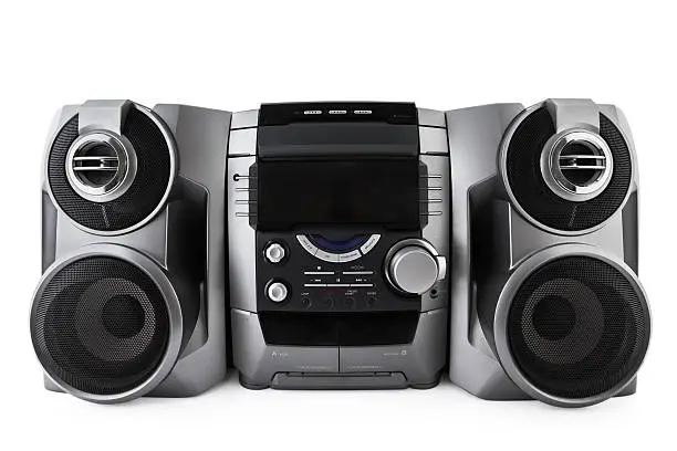 Photo of Compact stereo system cd and cassette player isolated with clipp