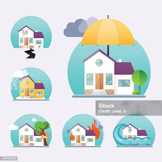 House Insurance Business Service Icons Template Property Insura Stock Illustration - Download Image Now