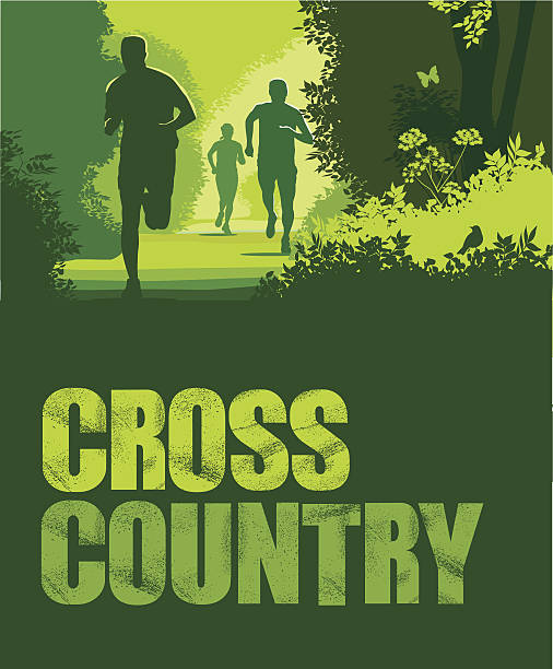 cross country oder trail-running mit text - langstreckenlauf stock-grafiken, -clipart, -cartoons und -symbole