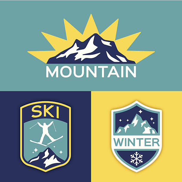 ilustraciones, imágenes clip art, dibujos animados e iconos de stock de winter mountain ski - sunset winter mountain peak european alps