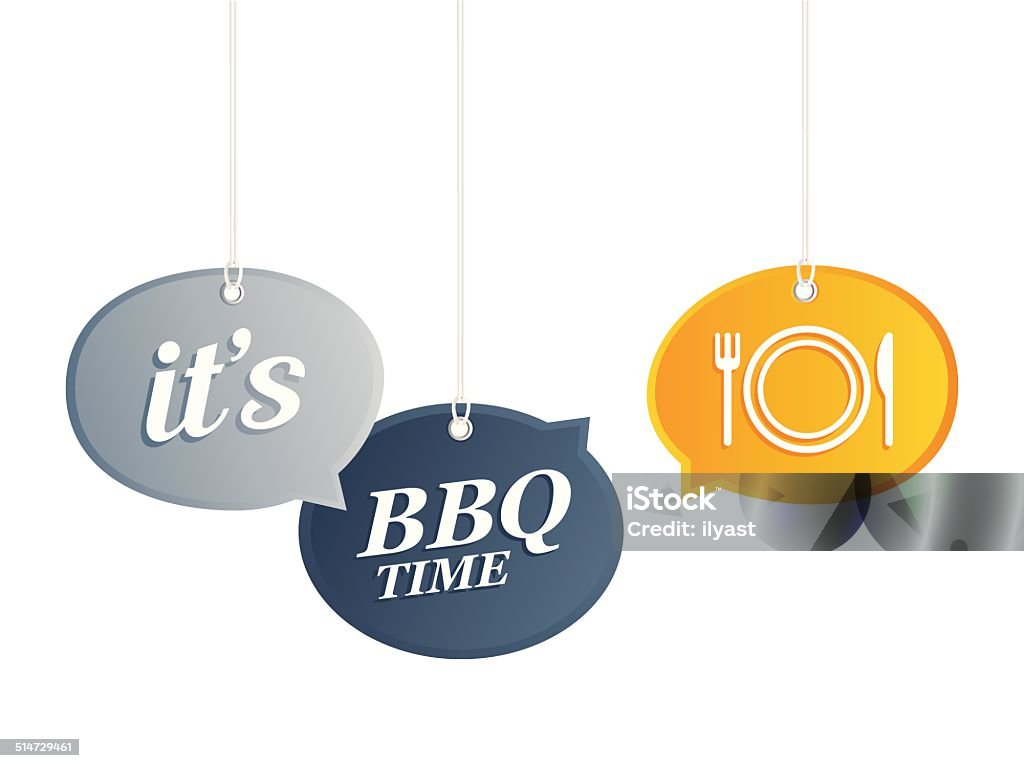 Barbecue Time! Barbecue concept. Speech bubbles are hanging mid-air. Barbecue - Meal stock vector