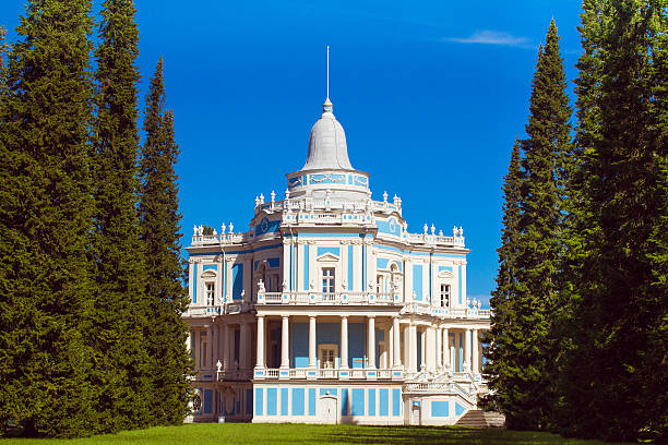 Sliding Hill pavilion in the English alley Lomonosov, Russia - August 20, 2014: Sliding Hill pavilion in the English alley in the Palace and Park ensemble of Oranienbaum, the town of Lomonosov, Russia mikhail lomonosov stock pictures, royalty-free photos & images