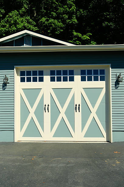 istock Garage door with white trim 514730335