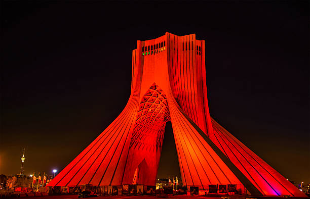 istock Night view of the Azadi Tower in Tehran 514730556