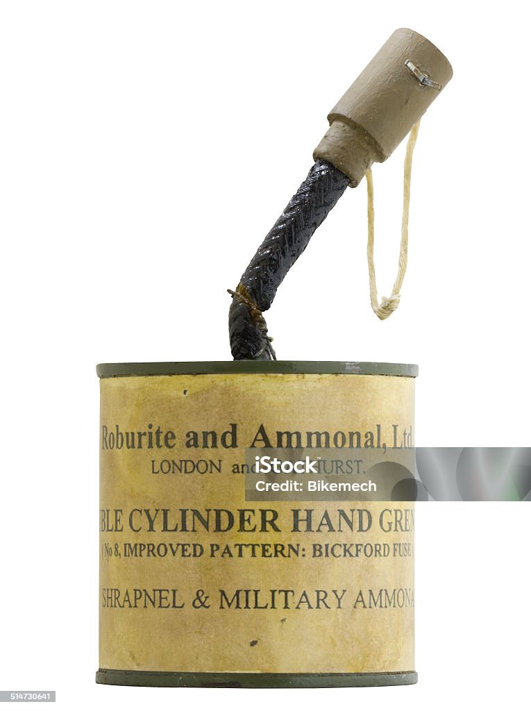 WW1 Double cylinder grenade Hand grenade used by the British 1914 Stock Photo