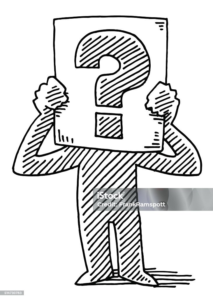 Cartoon Man Holding Sign Question Mark Drawing Stock Illustration -  Download Image Now - Question Mark, Drawing - Art Product, Characters -  iStock