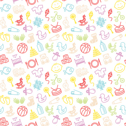 Kids icon seamless background pattern.